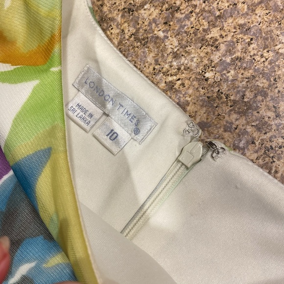 London Times Dress 10  Green Purple Blue White - Picture 2 of 15